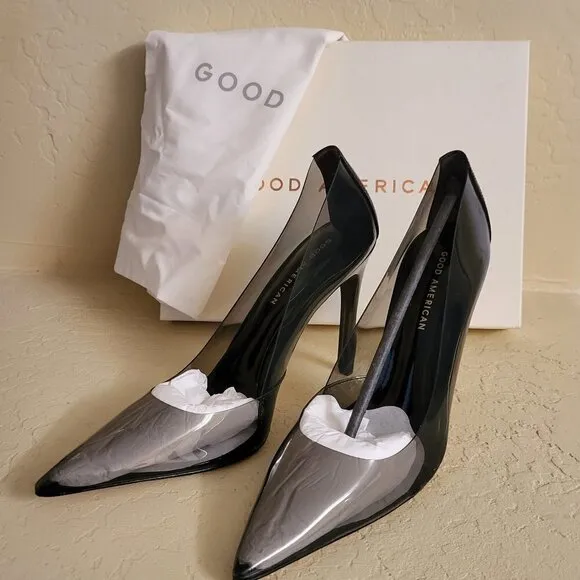 New Good American Cinder-f*cking-rella Pumps - Light Smoke Size 9.5 NWT