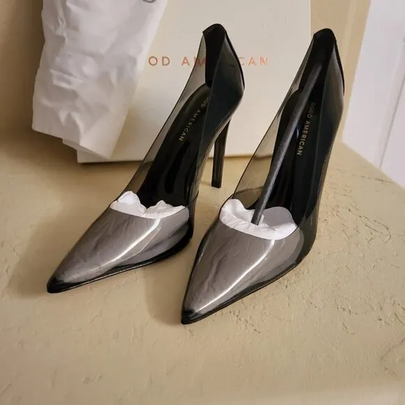 New Good American Cinder-f*cking-rella Pumps - Light Smoke Size 9.5 NWT
