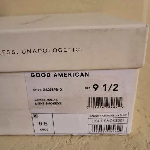 New Good American Cinder-f*cking-rella Pumps - Light Smoke Size 9.5 NWT