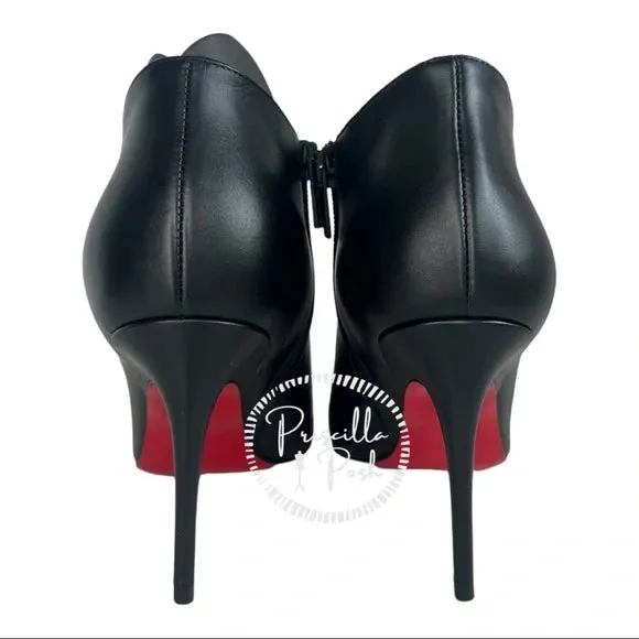 NWB Christian Louboutin Gorgona 85 Leather Ankle Boots Black Leather Pointed Toe