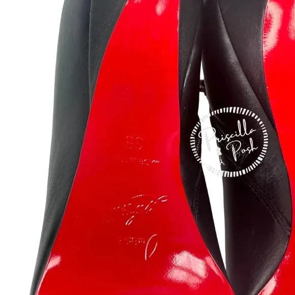 NWB Christian Louboutin Gorgona 85 Leather Ankle Boots Black Leather Pointed Toe