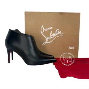 NWB Christian Louboutin Gorgona 85 Leather Ankle Boots Black Leather Pointed Toe