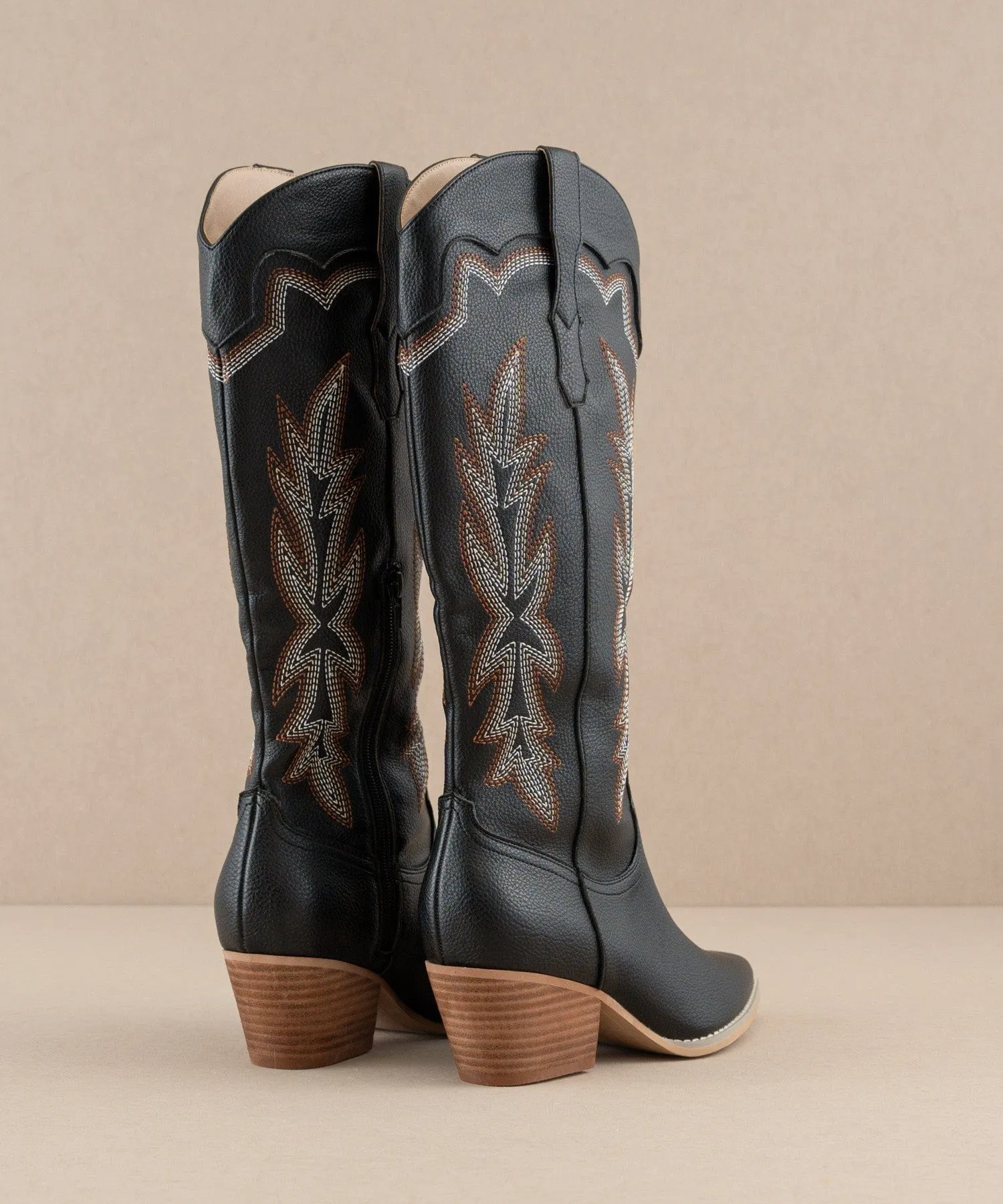 Oasis Society Ainsley Embroidered Cowboy Boots In Black