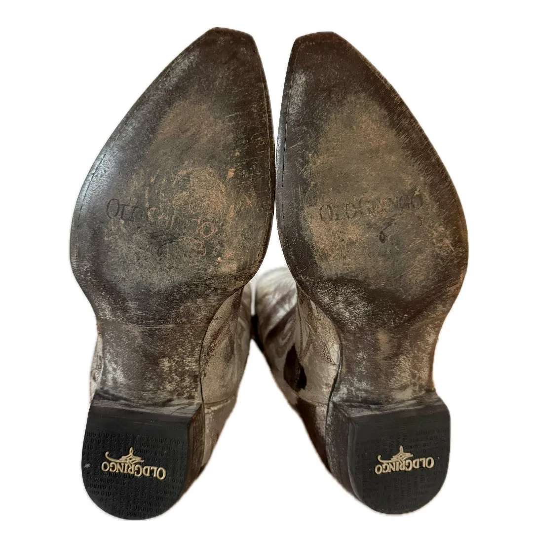 OLD GRINGO Aztec Metallic Silver Brown Short Cowgirl Cowboy Western Boots