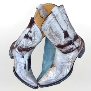 OLD GRINGO Aztec Metallic Silver Brown Short Cowgirl Cowboy Western Boots