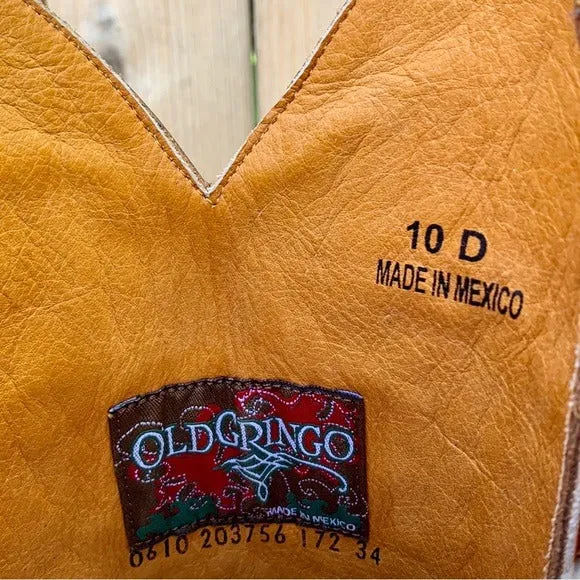 OLD GRINGO Eagle Stitched Brown Leather Mid Calf Snip Toe Cowboy Western Boots