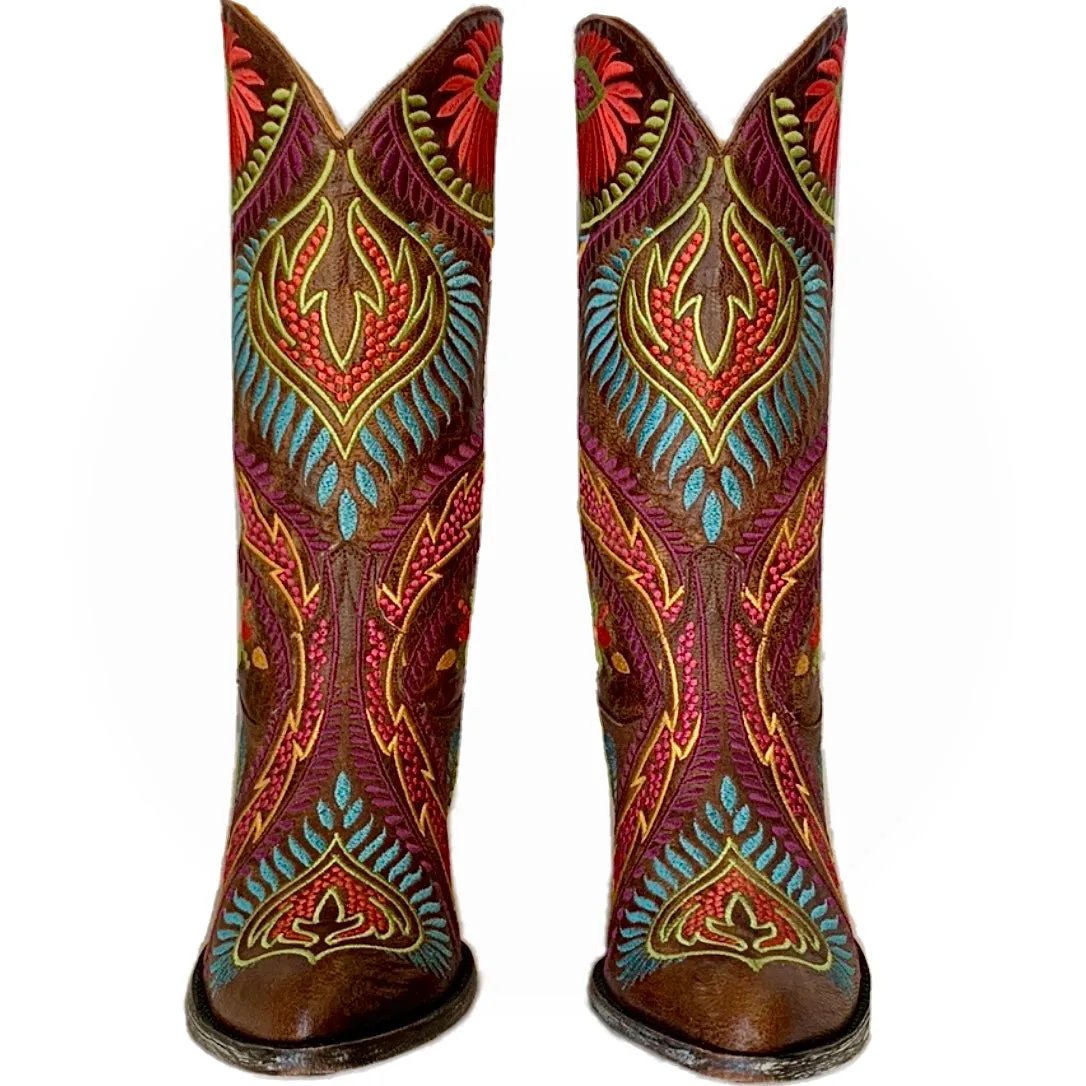 OLD GRINGO The Tiegan Brass Brown Multicolored Cowgirl Cowboy Western Boots