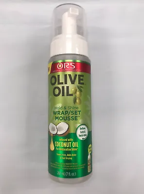 ORS OLIVE OIL HOLD & SHINE WRAP/SET MOUSSE  infused w/ Coconut oil 7 fl ozI