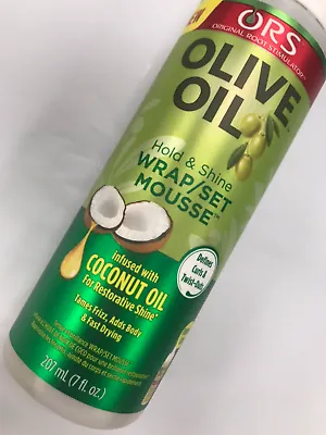 ORS OLIVE OIL HOLD & SHINE WRAP/SET MOUSSE  infused w/ Coconut oil 7 fl ozI