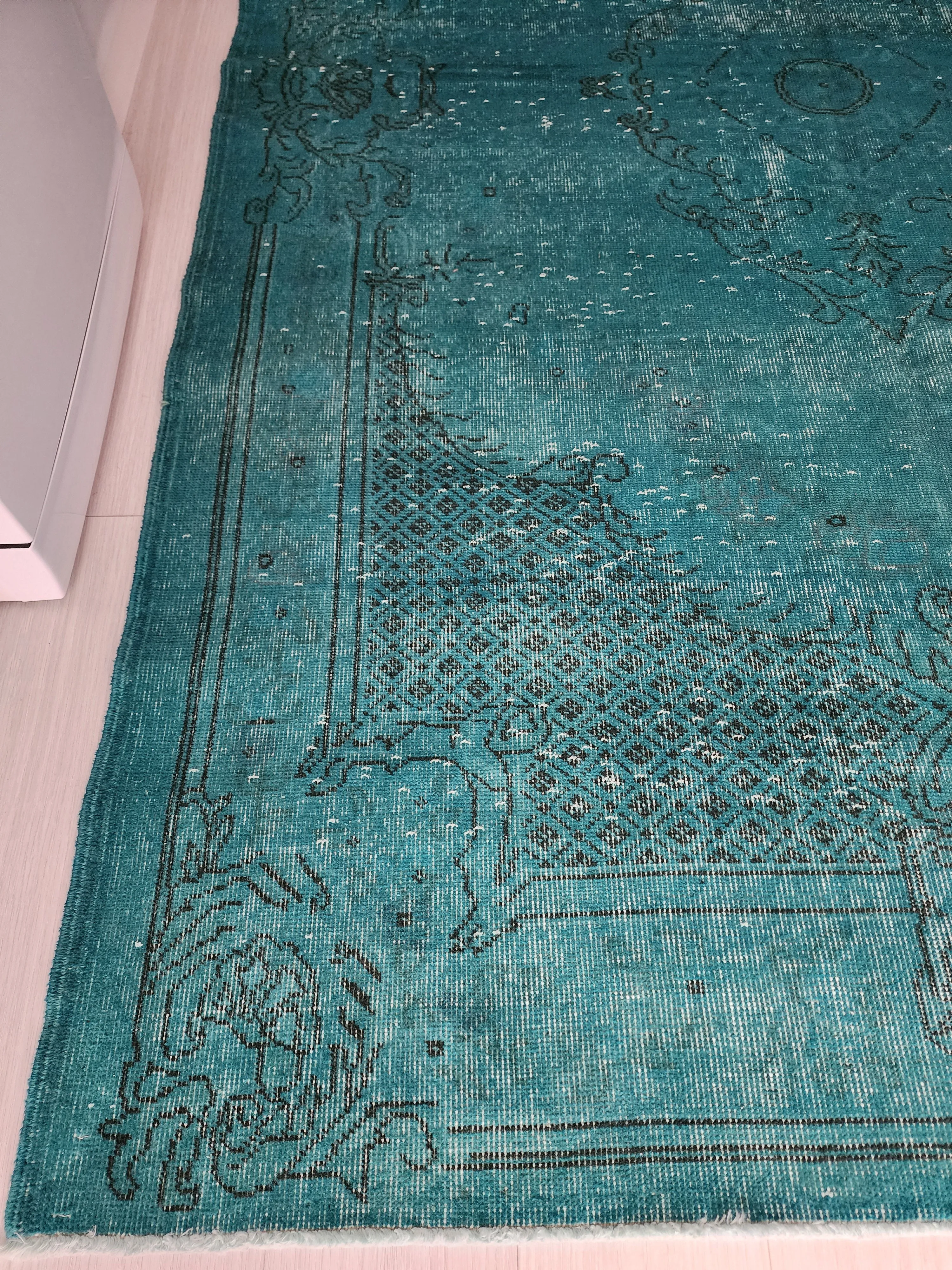 Overdyed Blue Persian Rug, Recycled Vintage Rug 9'5"x5'11"