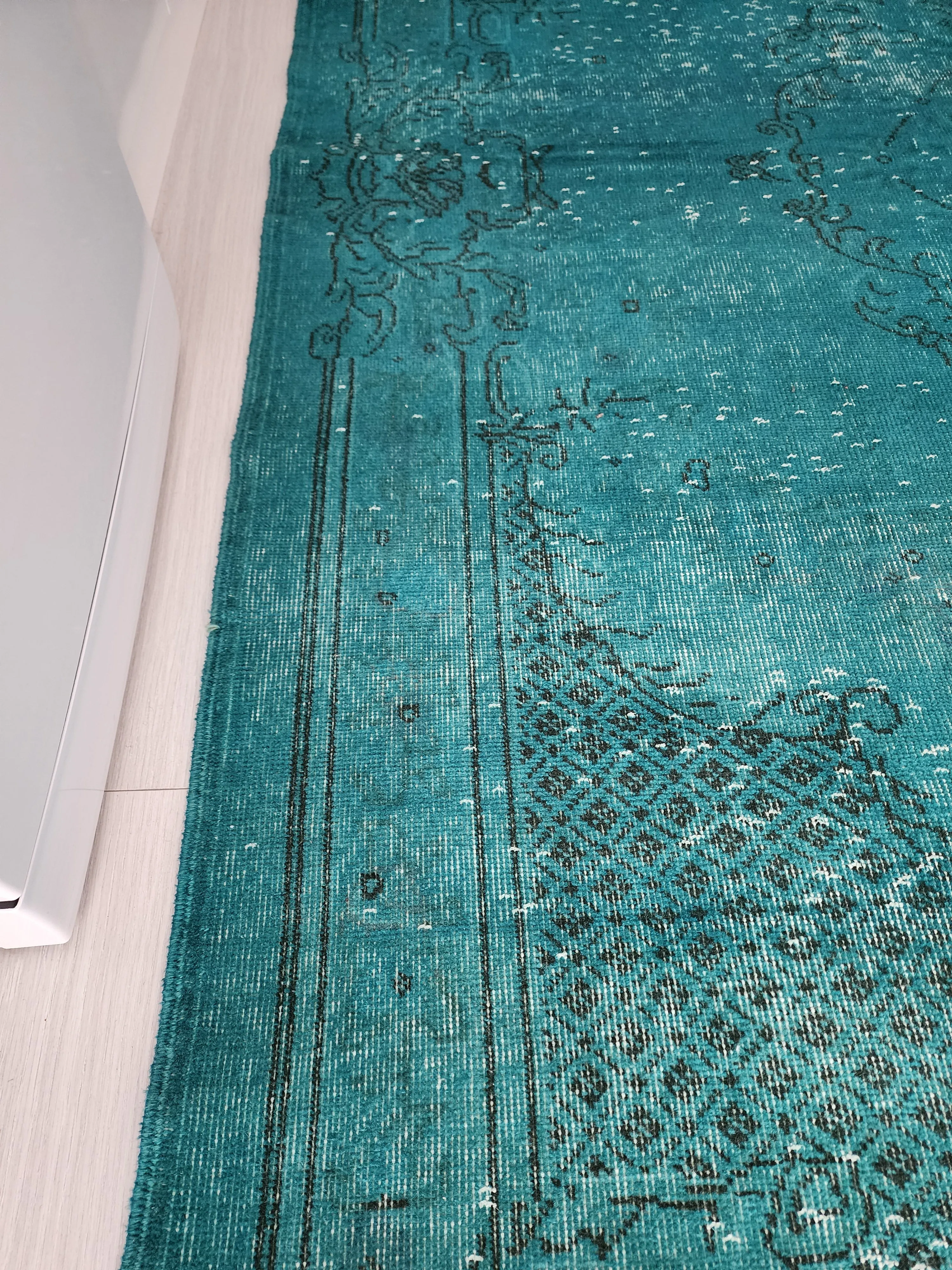 Overdyed Blue Persian Rug, Recycled Vintage Rug 9'5"x5'11"