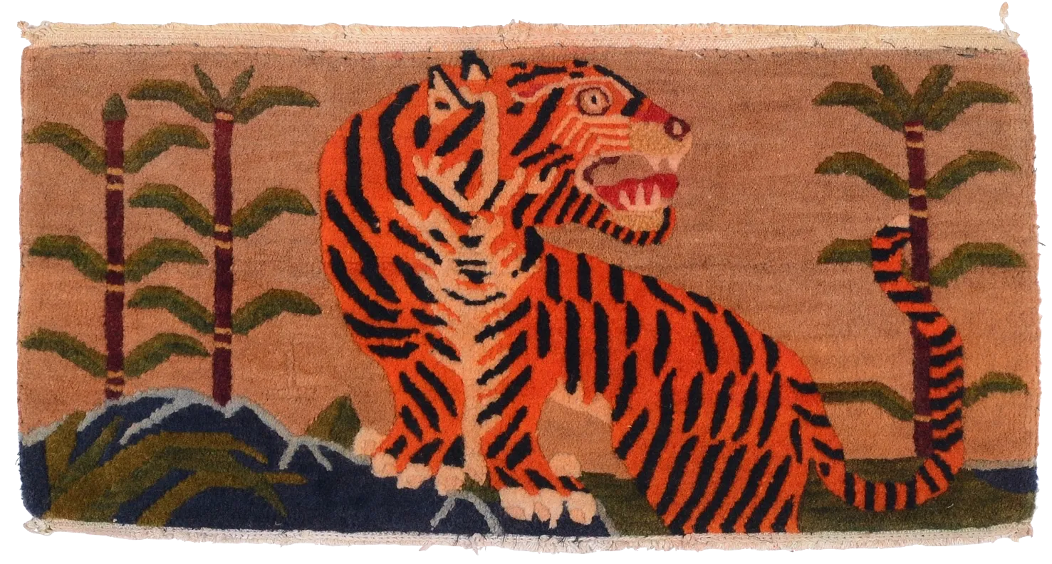 Pair of Antique Tibetan Tiger Rugs