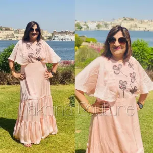Peach Embroidered Gown