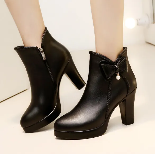 Petite Side Zipper High Heel Boots DS79