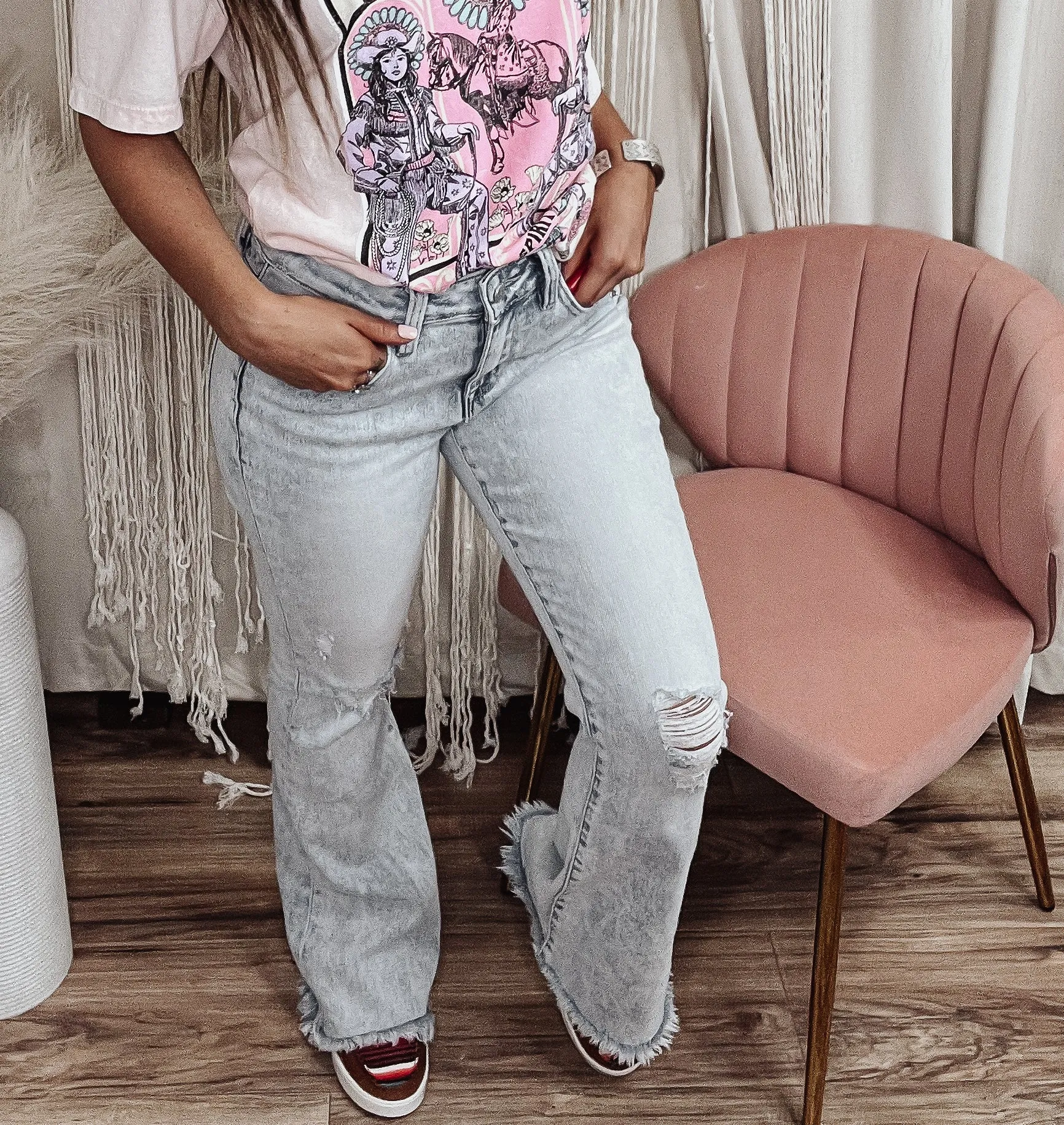Petite Taylor Acid Wash Flares