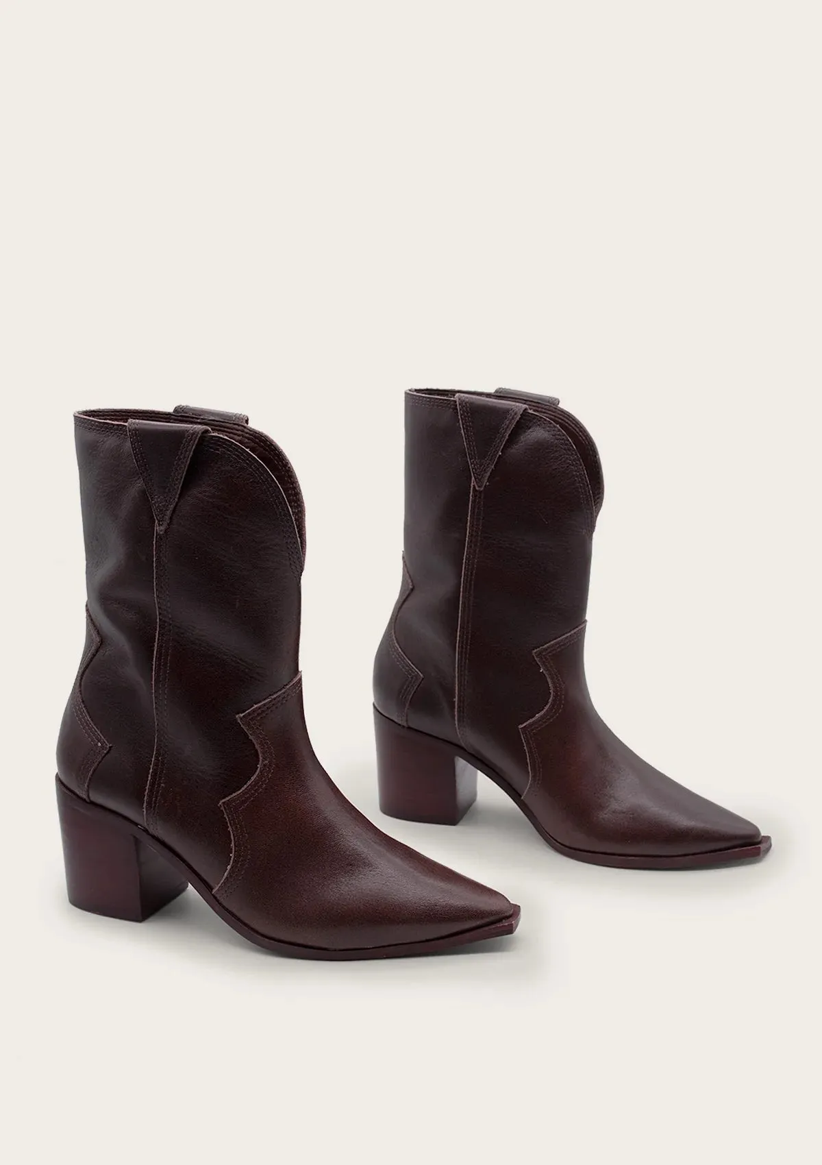petra distressed square-tip cowboy bootie
