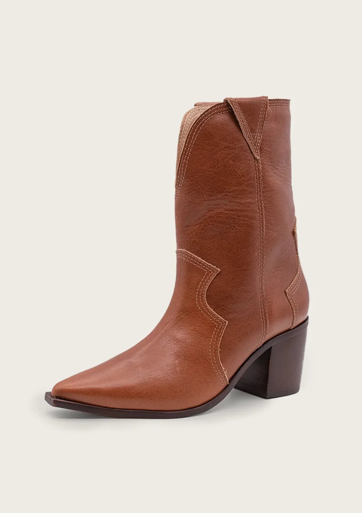 petra distressed square-tip cowboy bootie