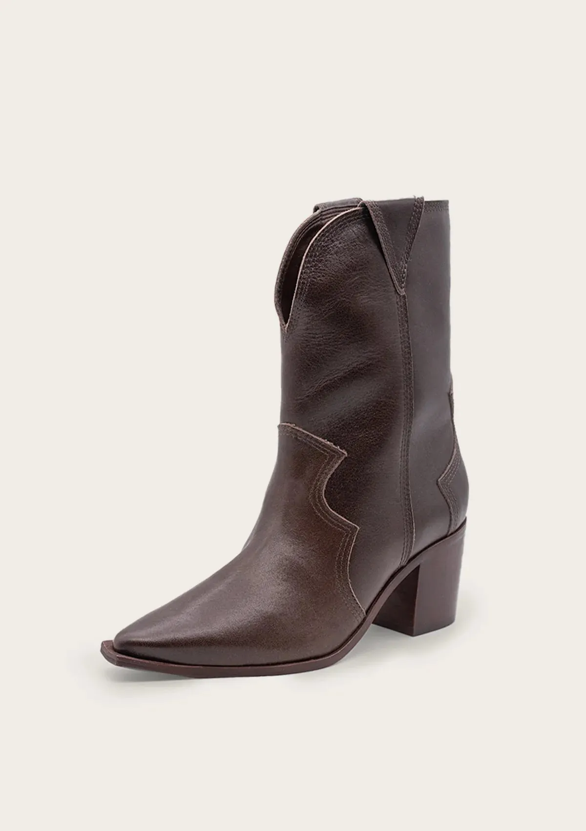 petra distressed square-tip cowboy bootie