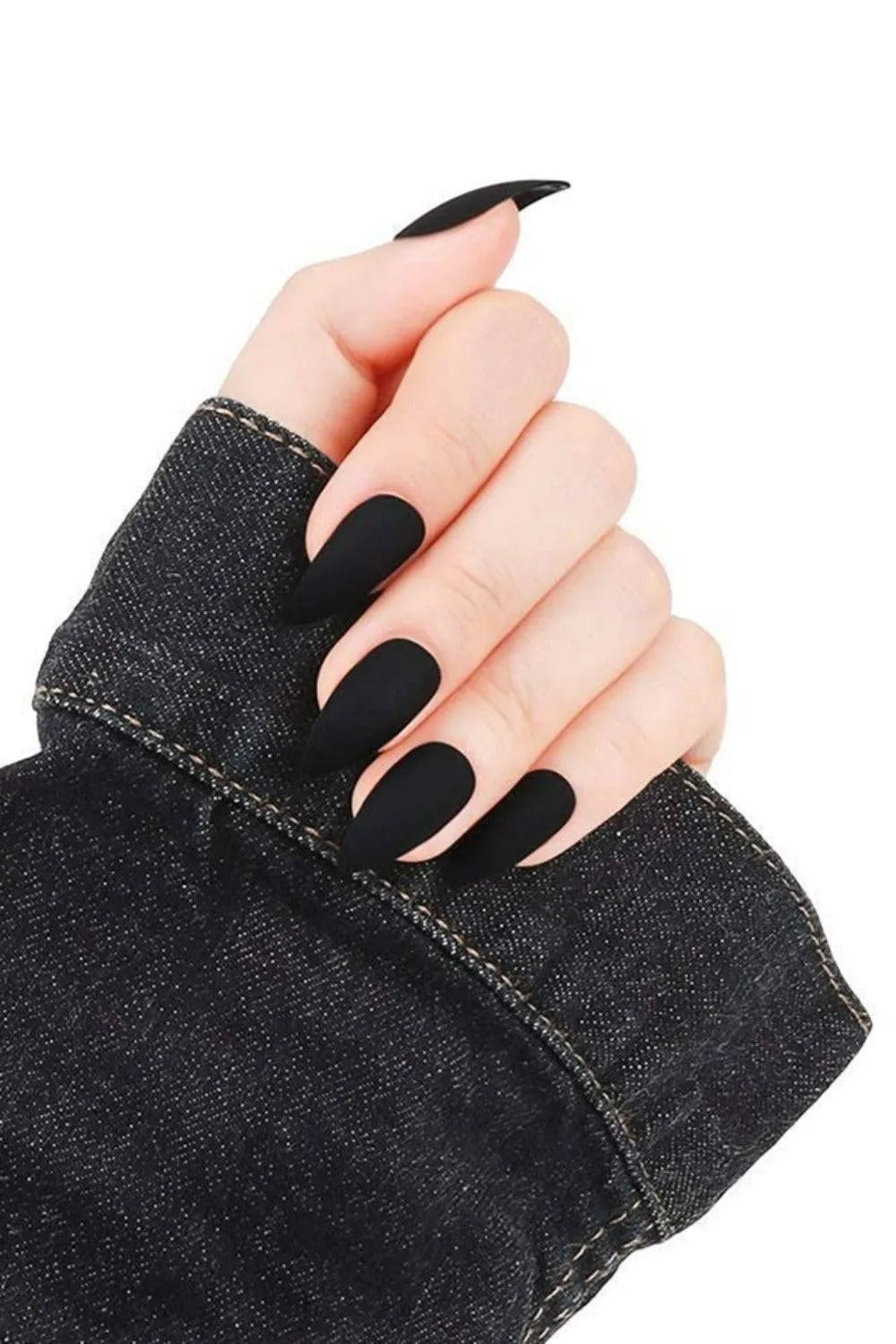 Press On Nails Black Matte Medium Stiletto Nail Kit