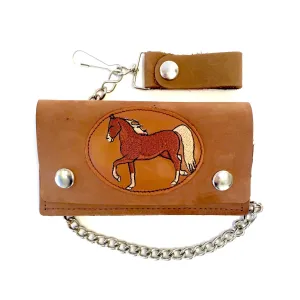 PU808-HT  6" Western Biker Wallet- Horse