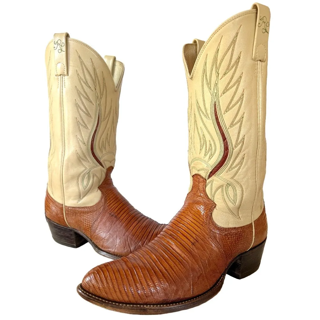 RALPH LAUREN Polo Western Collection Vintage Lizard Brown Cowboy Boots