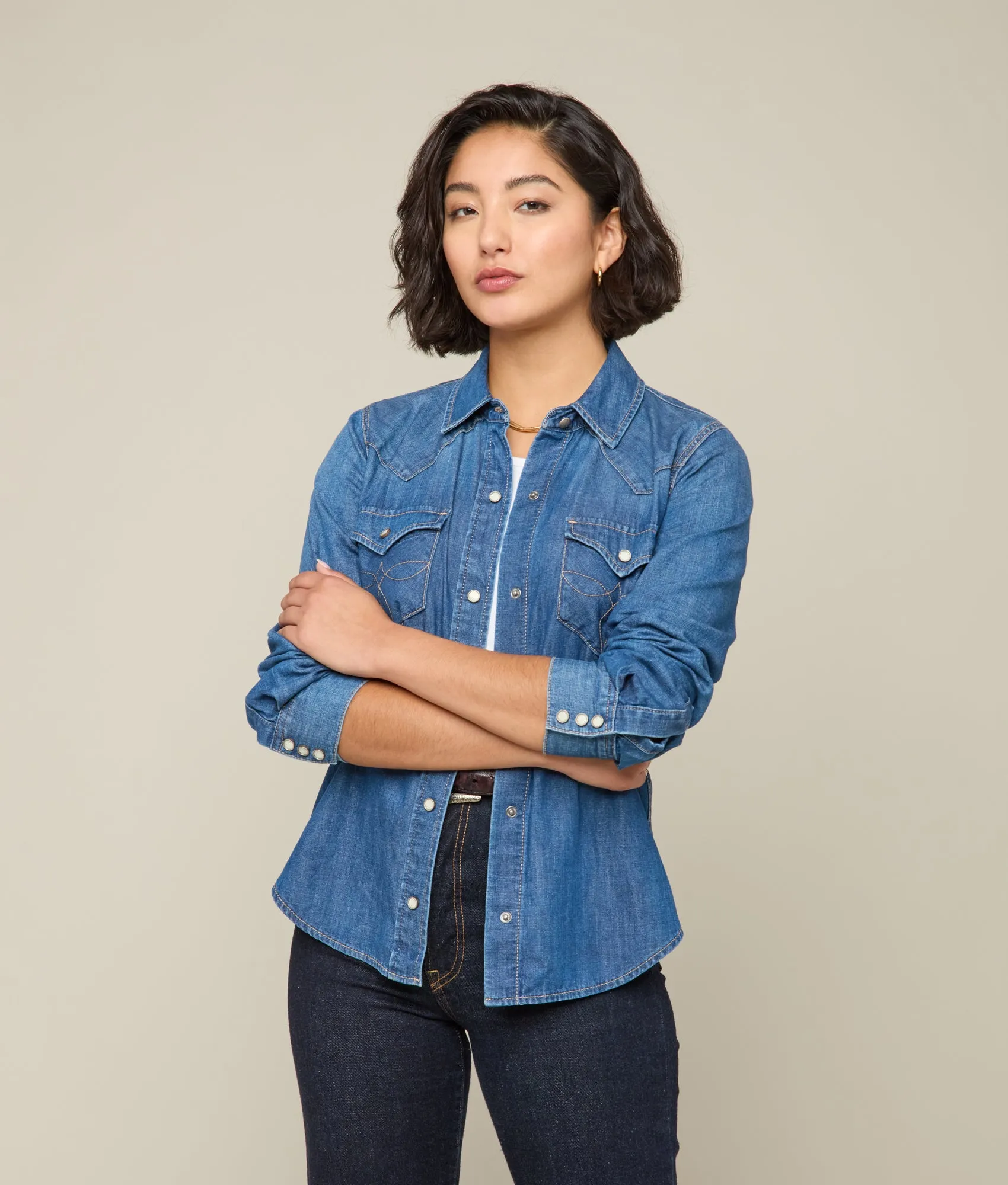 Reese Women's Snap Shirt :: Blue Bird