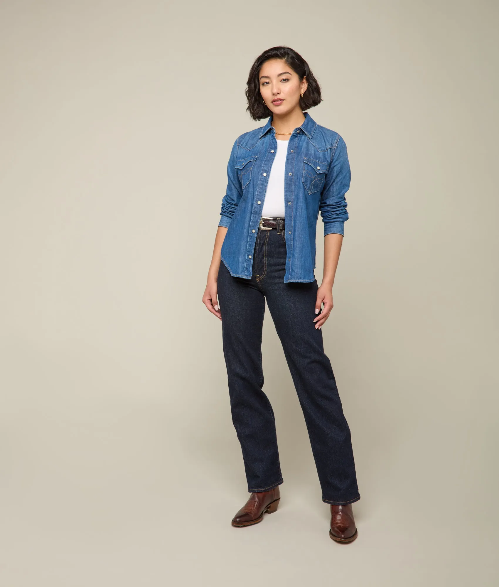 Reese Women's Snap Shirt :: Blue Bird