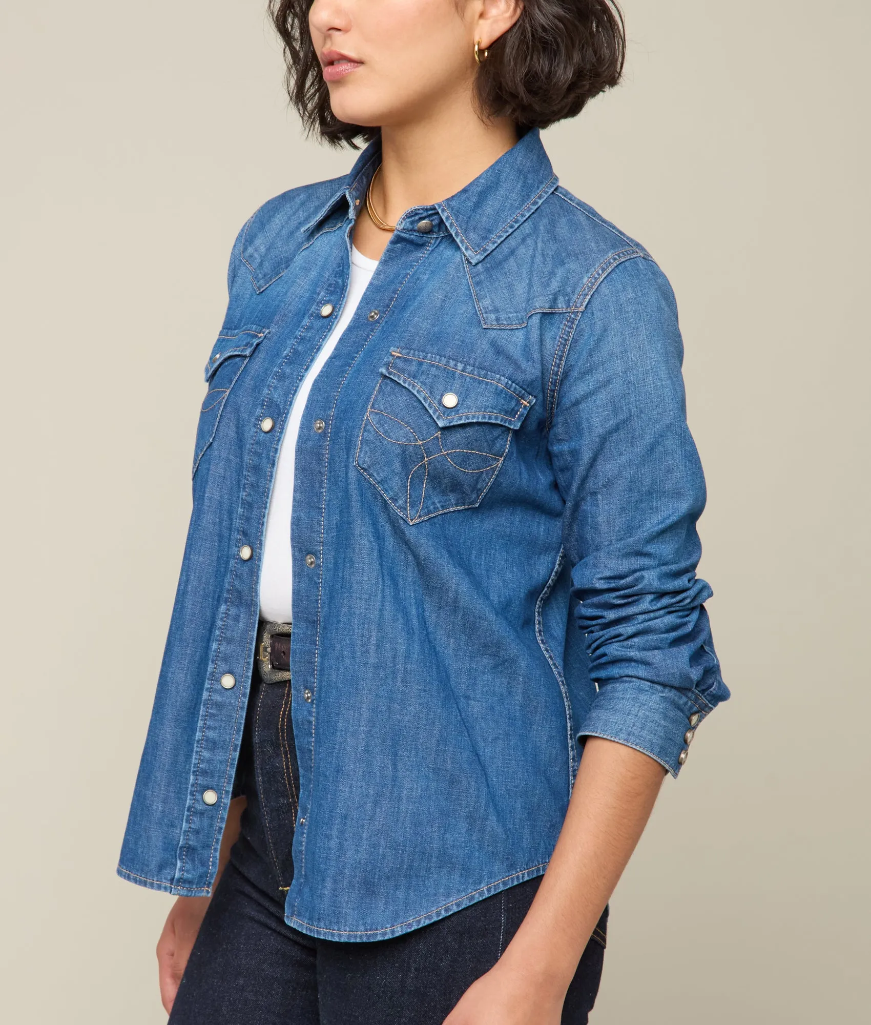 Reese Women's Snap Shirt :: Blue Bird