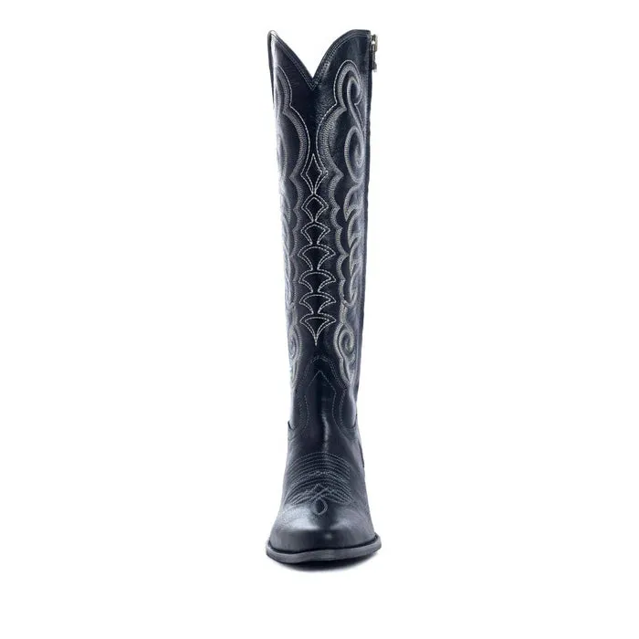 RESTOCK MYRA Black Embroidered Leather Boots