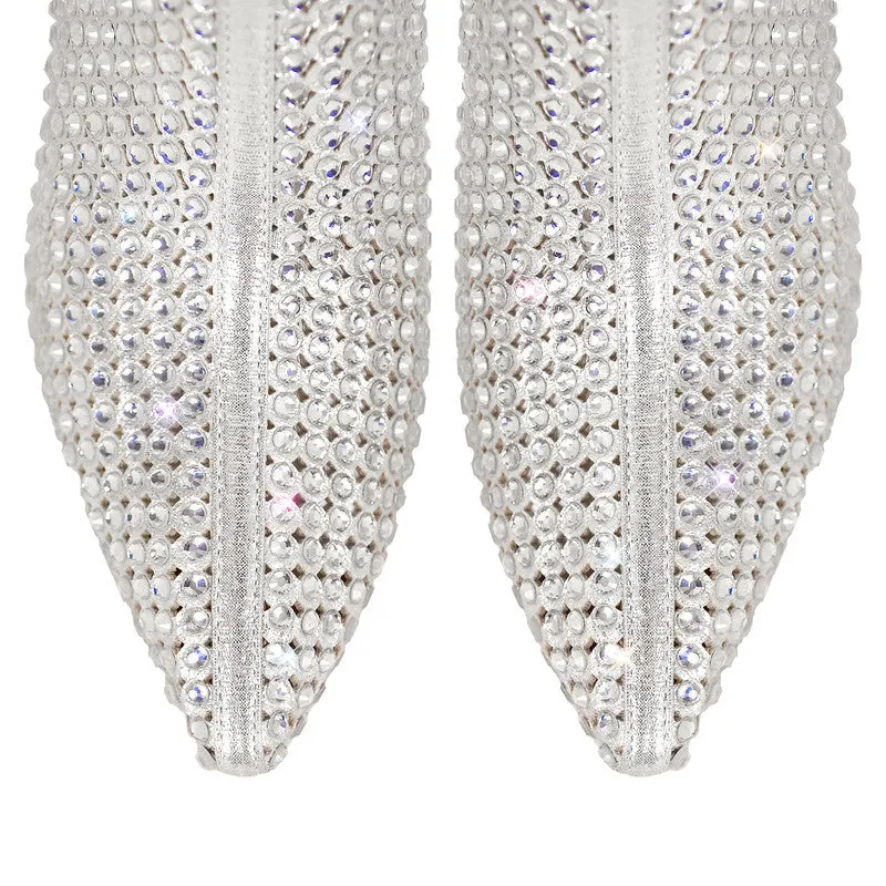 Rhinestone Pointed Toe Stiletto Ankle Boots