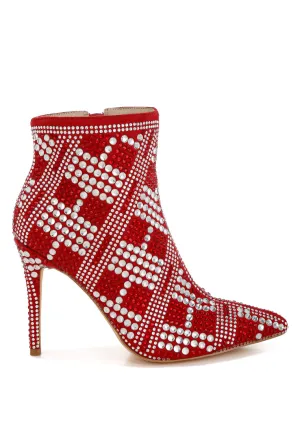 Rhinestones Studded Stiletto Heel Boots By RUW