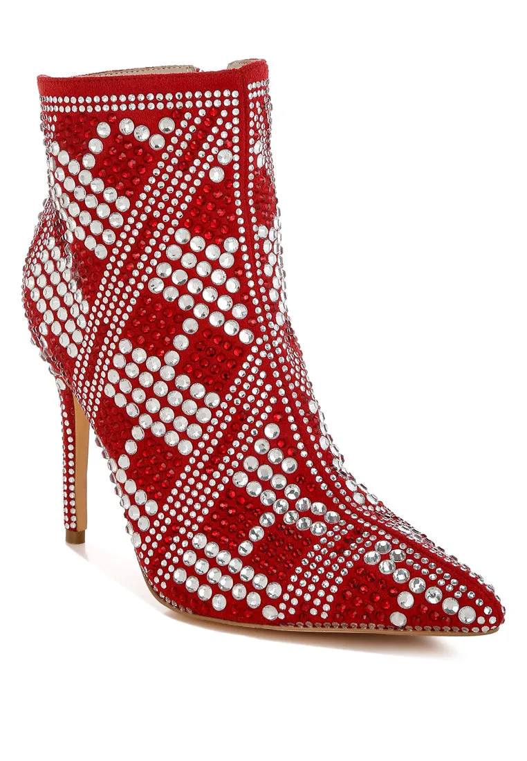 Rhinestones Studded Stiletto Heel Boots By RUW