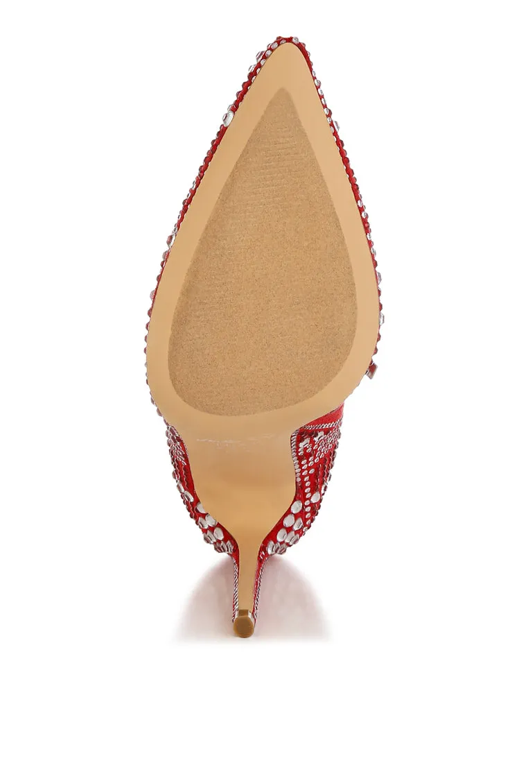 Rhinestones Studded Stiletto Heel Boots By RUW
