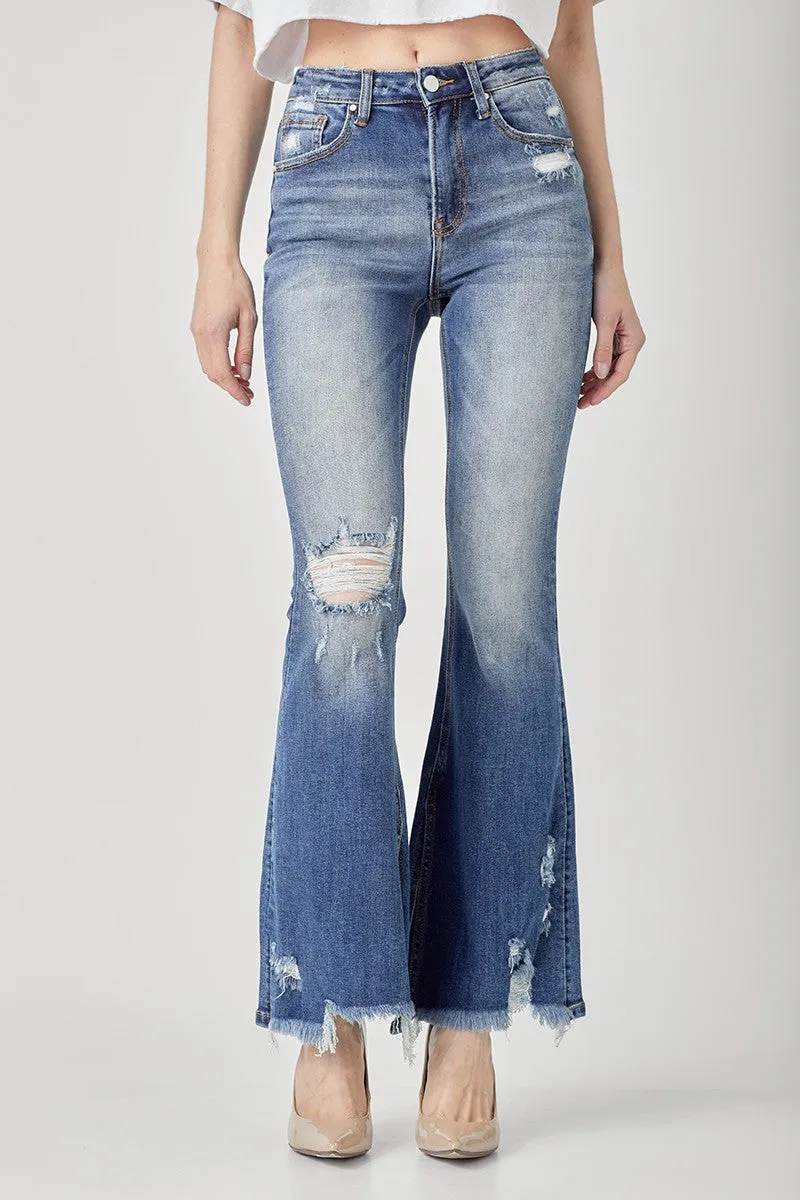 RISEN Distressed Flare Jean