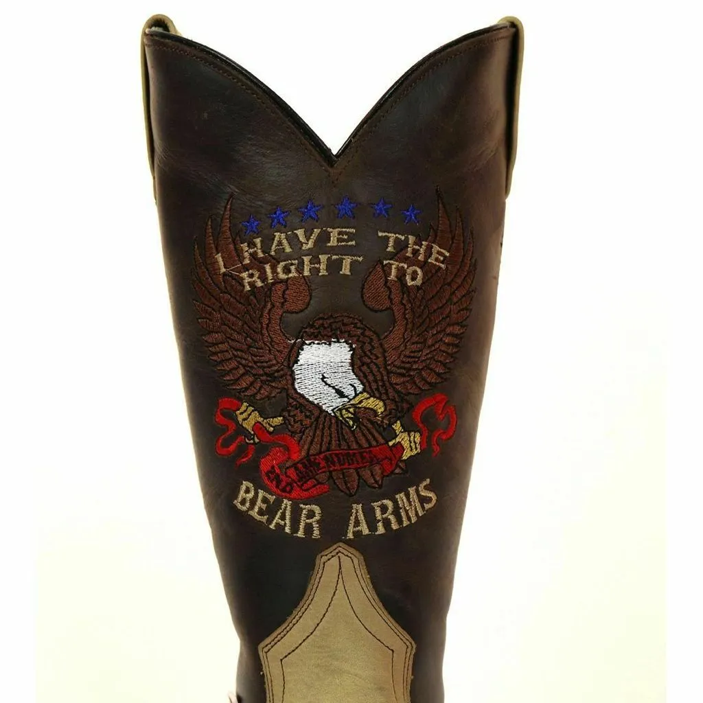 RockinLeather Men's 2nd Amendment Right To Bear Arms Brown Boots 1199