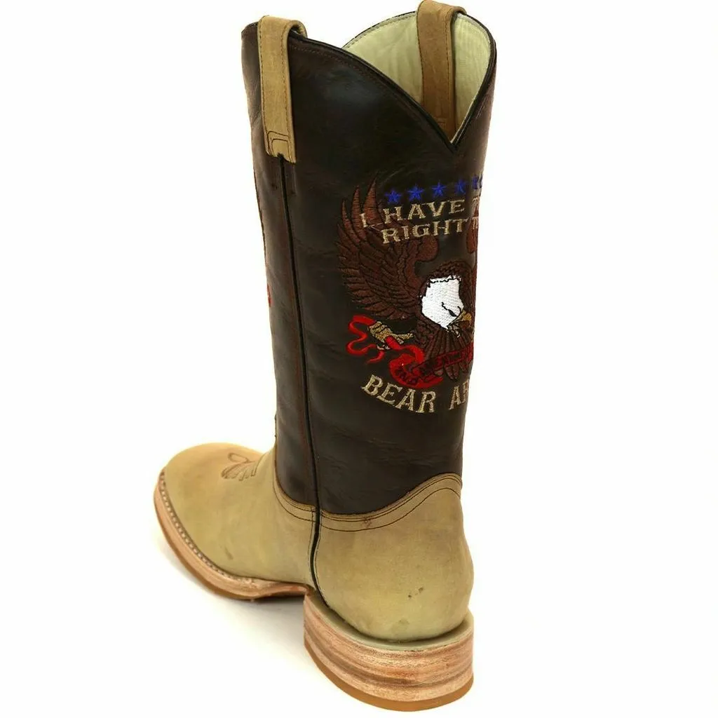 RockinLeather Men's 2nd Amendment Right To Bear Arms Brown Boots 1199