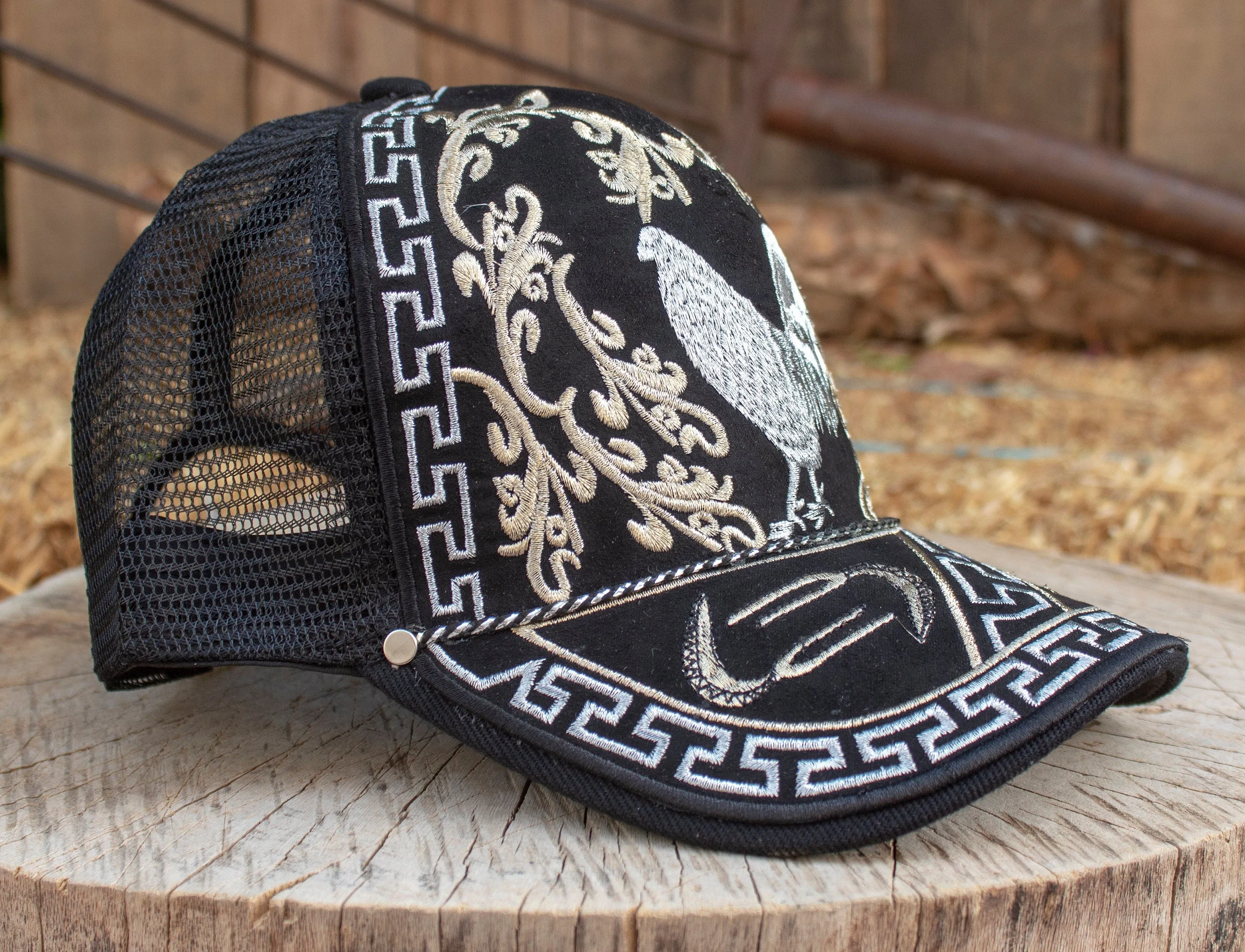 ROOSTER Gallo Cockfighting western EMBROIDERED HAT adjustable trucker mesh cap