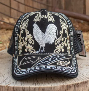 ROOSTER Gallo Cockfighting western EMBROIDERED HAT adjustable trucker mesh cap