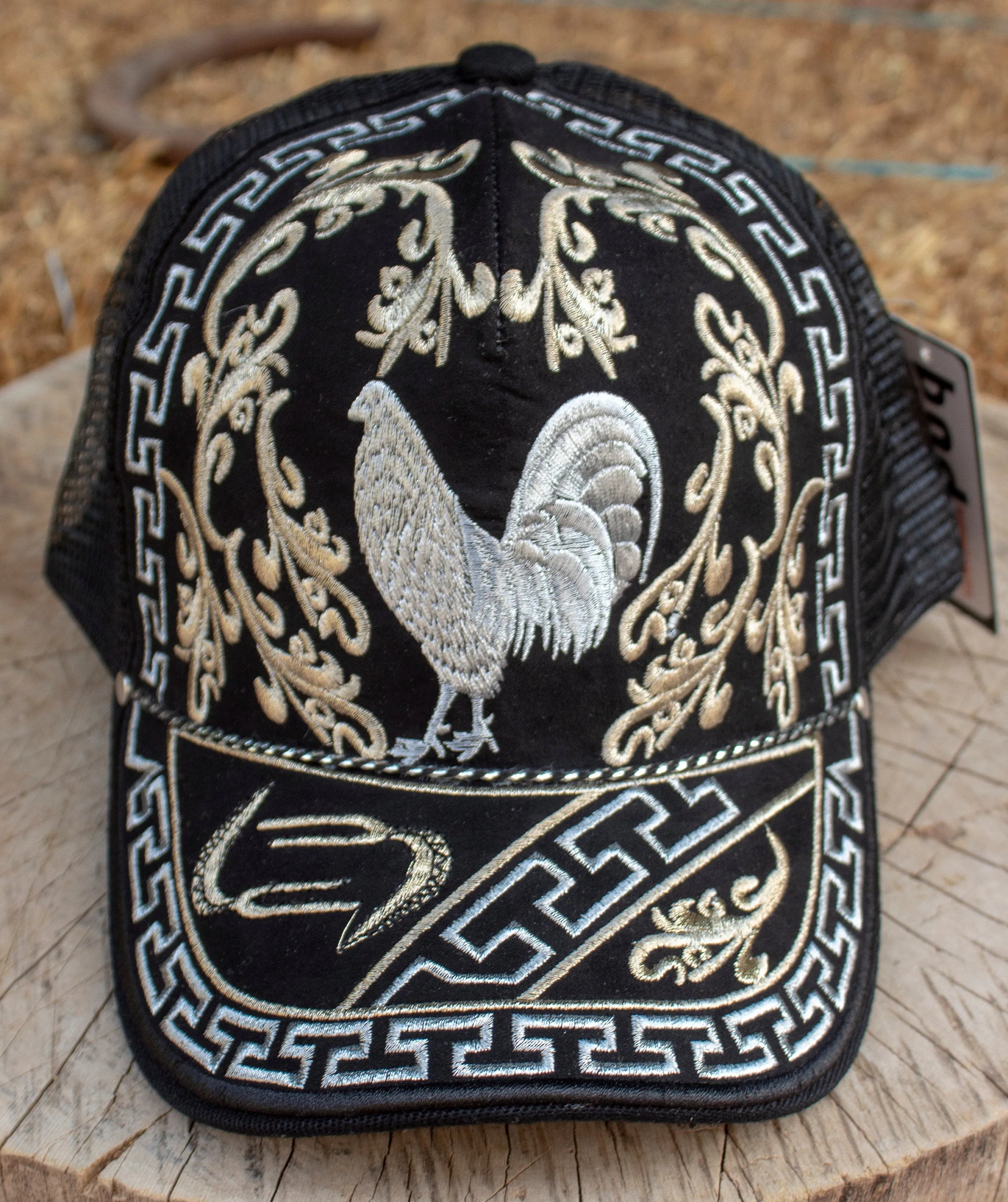 ROOSTER Gallo Cockfighting western EMBROIDERED HAT adjustable trucker mesh cap