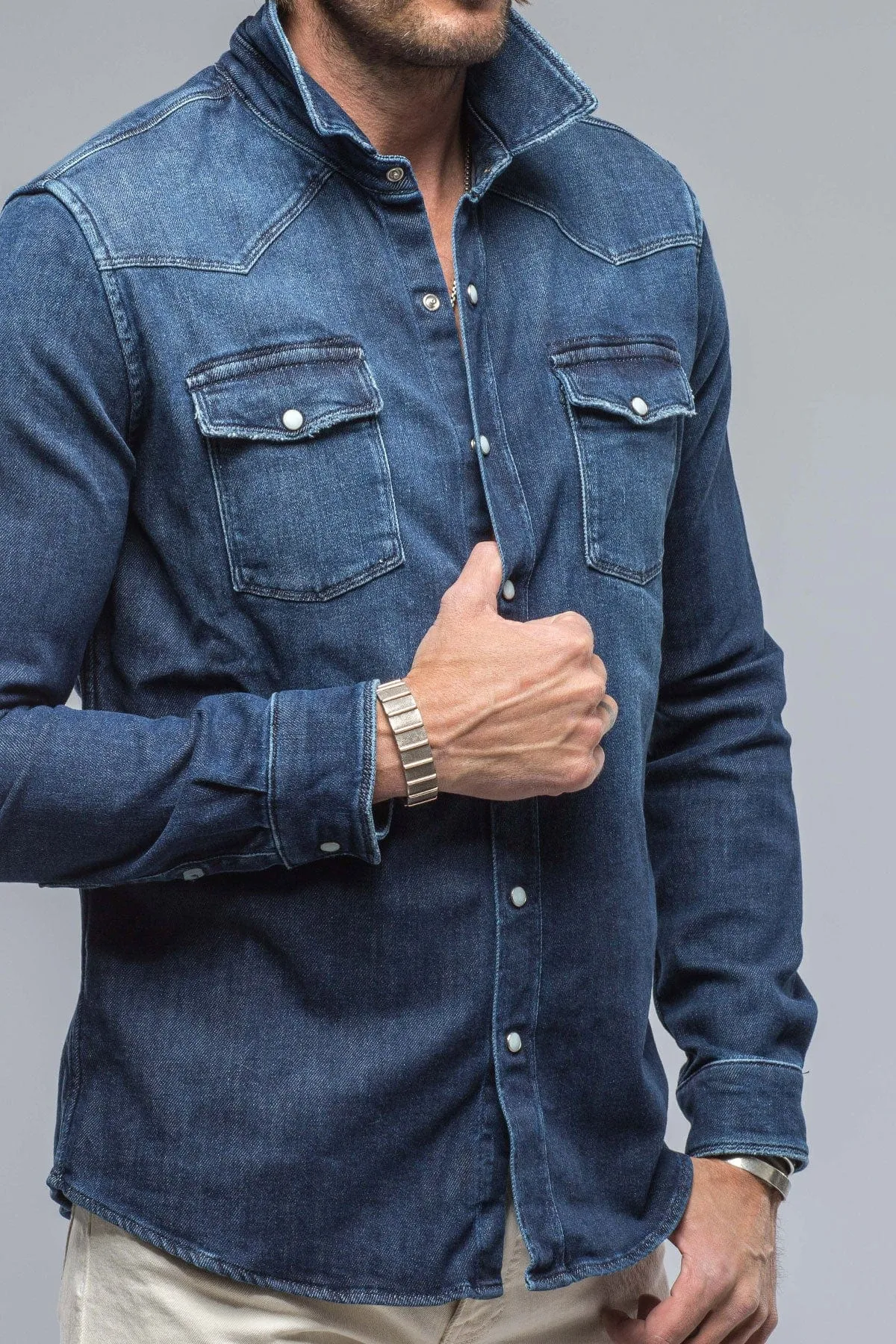 Roper Over-Dyed Western Snap Shirt In Dark Blue