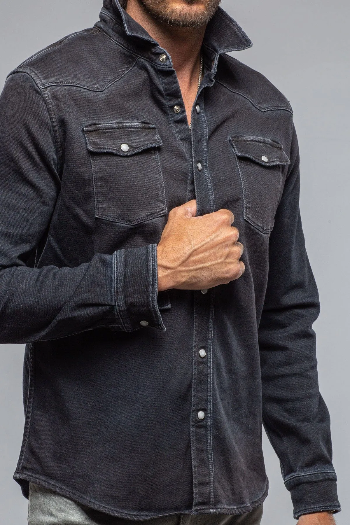 Roper Over-Dyed Western Snap Shirt In Nero