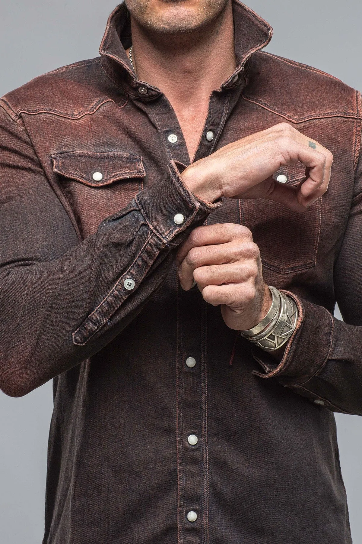 Roper Over-Dyed Western Snap Shirt In Ruggine Rust