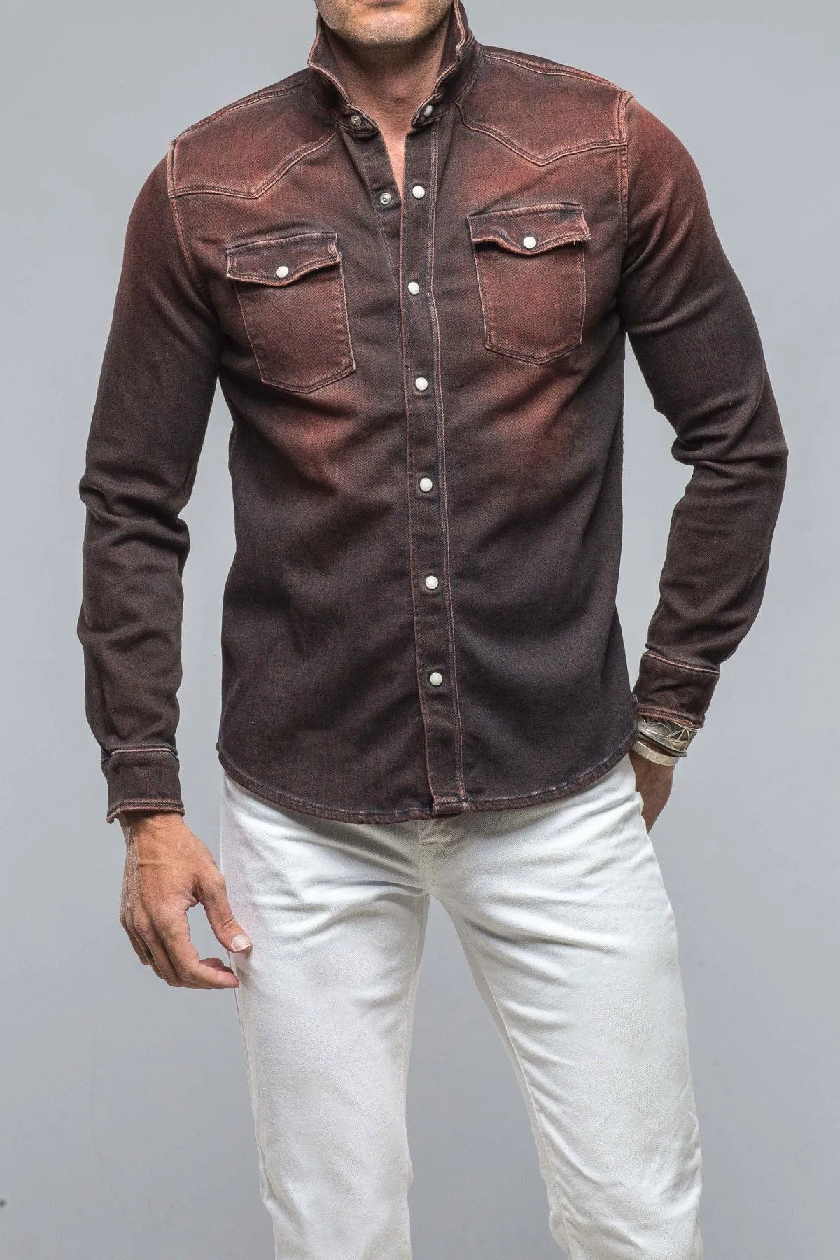 Roper Over-Dyed Western Snap Shirt In Ruggine Rust