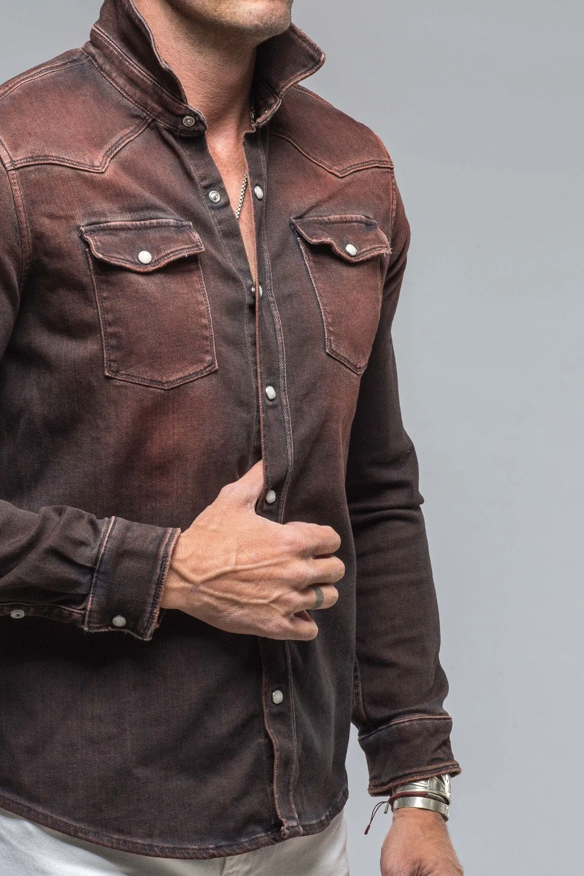 Roper Over-Dyed Western Snap Shirt In Ruggine Rust