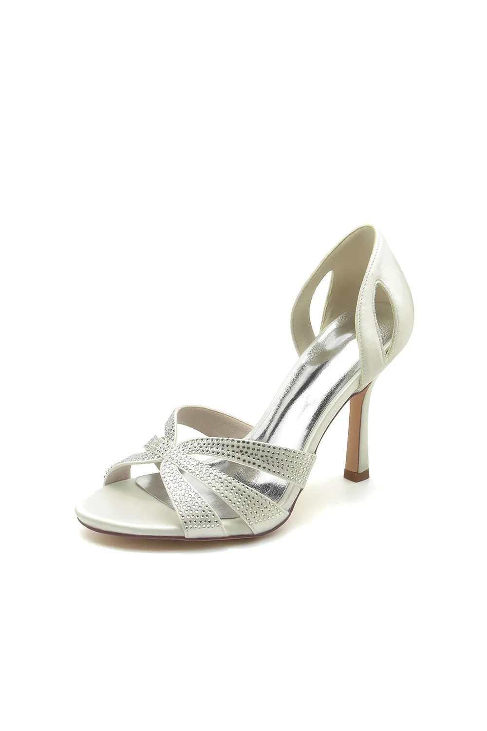 Roycebridal Sexy Open Toe Hollow Out Wedding Shoes With Rhinestone