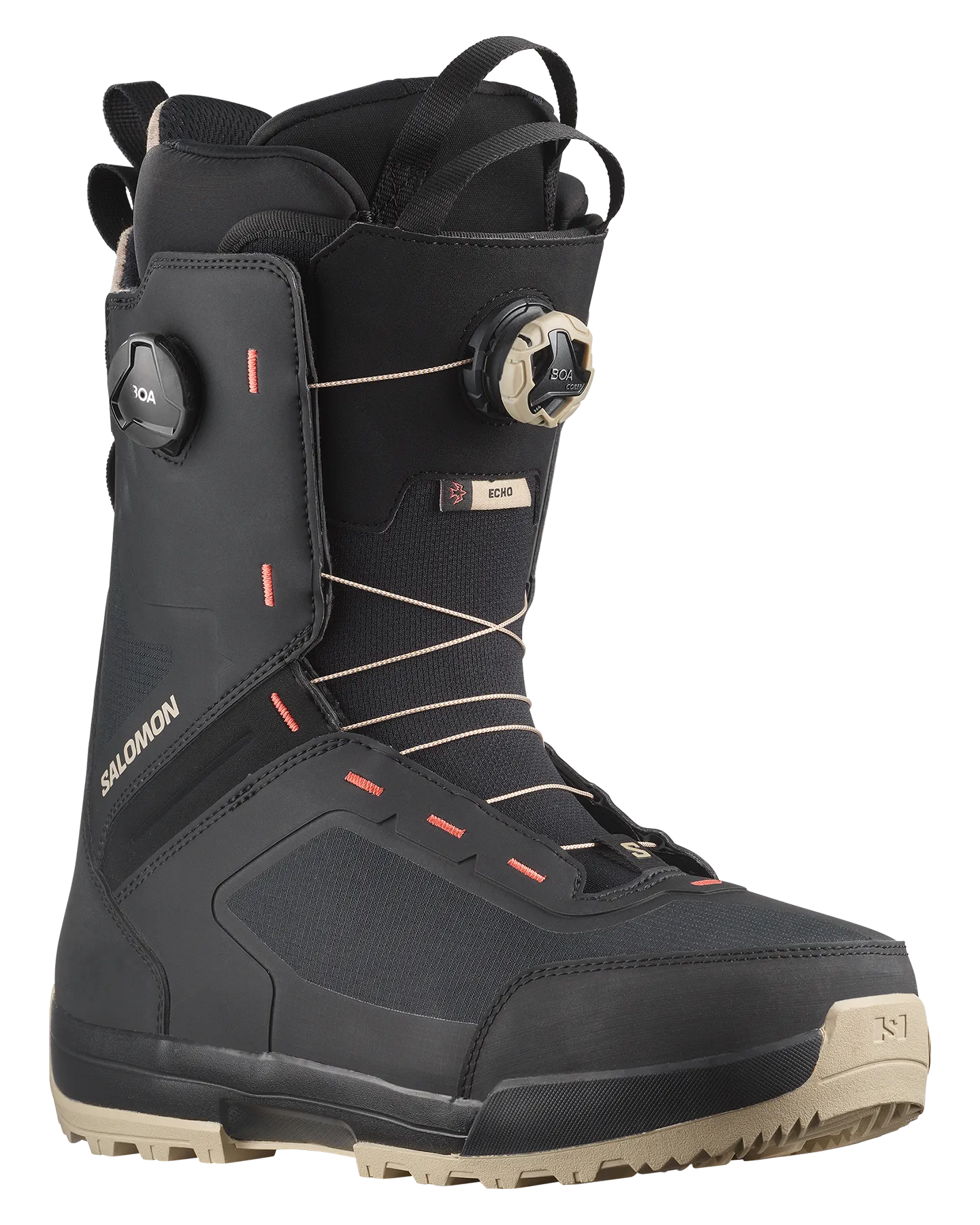 Salomon Echo Dual Boa Wide Snowboard Boot - Spray Green / Black / Hot Coral