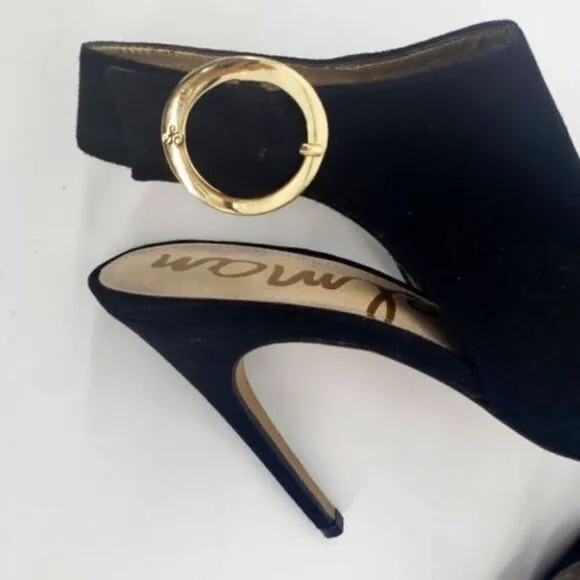 Sam Edelman Julian Black Suede Gold Buckle