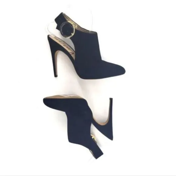 Sam Edelman Julian Black Suede Gold Buckle