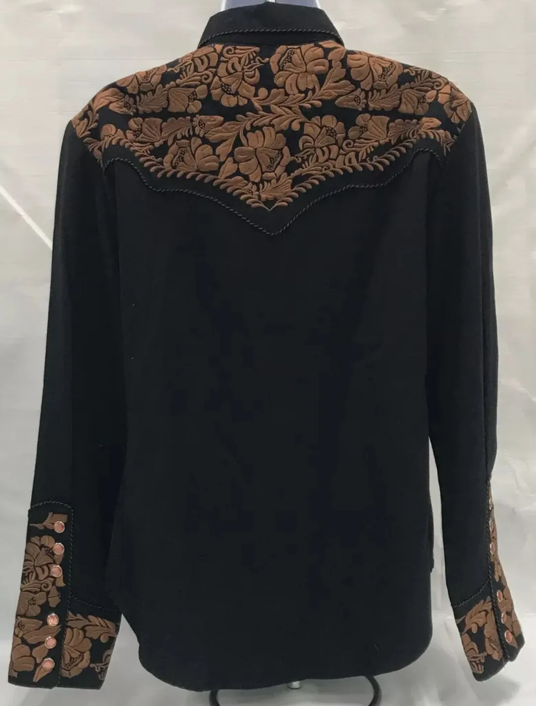 Scully Black Pearl Snap Shirt Embroidery M