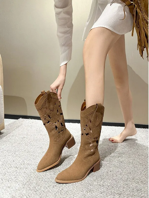 Selina - Embroidered Cowboy Boots